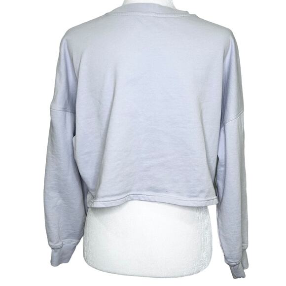 Calvin Klein Gray Cropped French Terry Sweatshirt Silver Metallic Logo - Picture 2 of 6